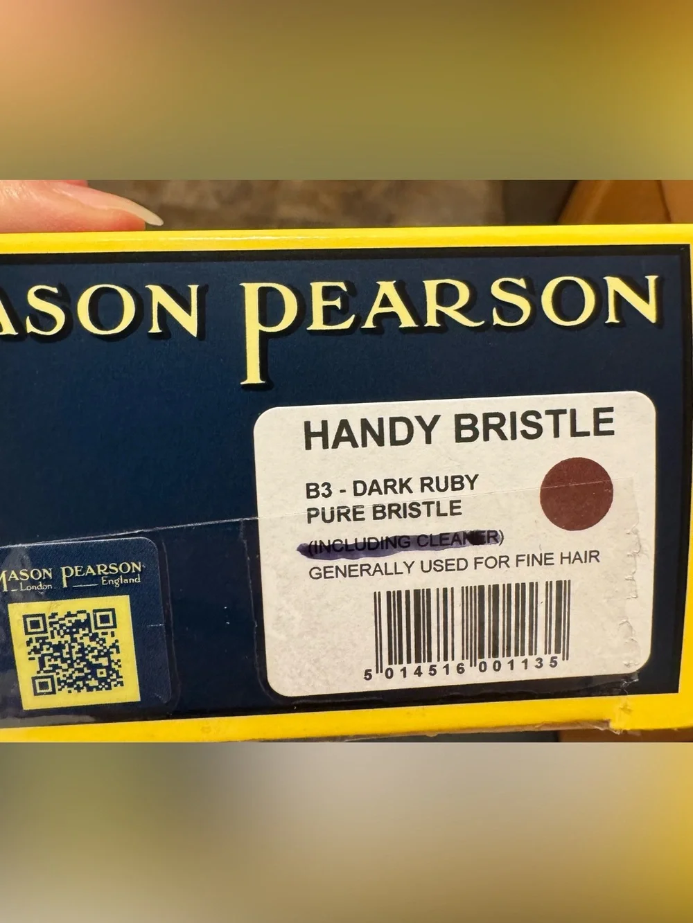 Mason Pearson Handy Pure Boar Pristle Paddle Hair Brush B3 in Dark Ruby NIB